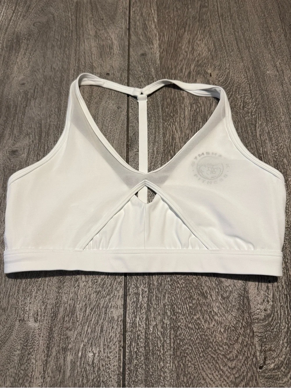 Gymshark White T-Back Keyhole Mesh Sports Bra